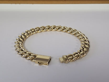 Brazalete Miami Cuban 10MM  Stainless Steel PVD, Color 14k Real 1 Año de Garantía