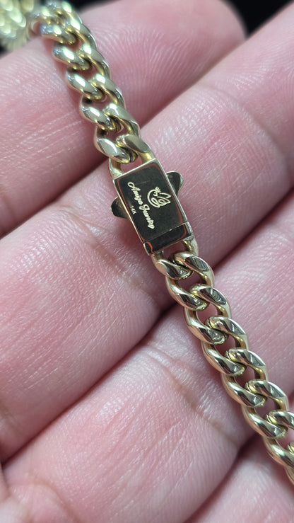 Cadena Miami Cuban 6mm + Brazalete Gratis. Color 14K Real                         ( 1 año de Garantía)
