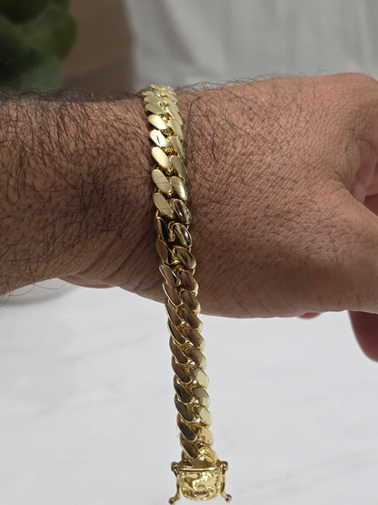 Brazalete Miami Cuban 10MM PVD,Hechas a Mano (Eslabón Pegado)