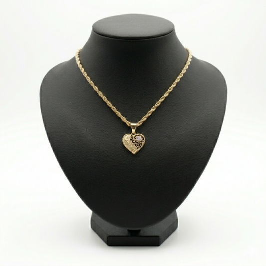 Soga 3mm PVD Stainless steel + Pendant de Corazón ( I Love You )