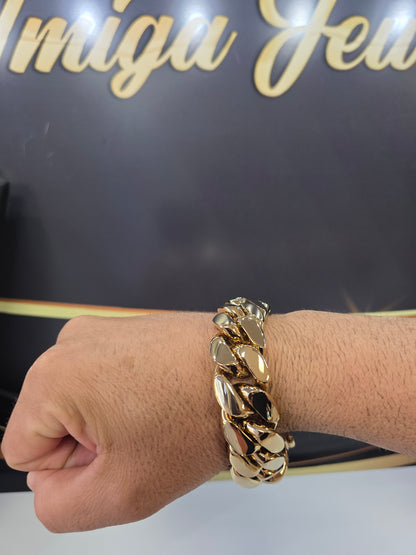 Brazalete Miami Cuban 24MM (PVD PREMIUM )Hechas a Mano  (Eslabón Pegado)