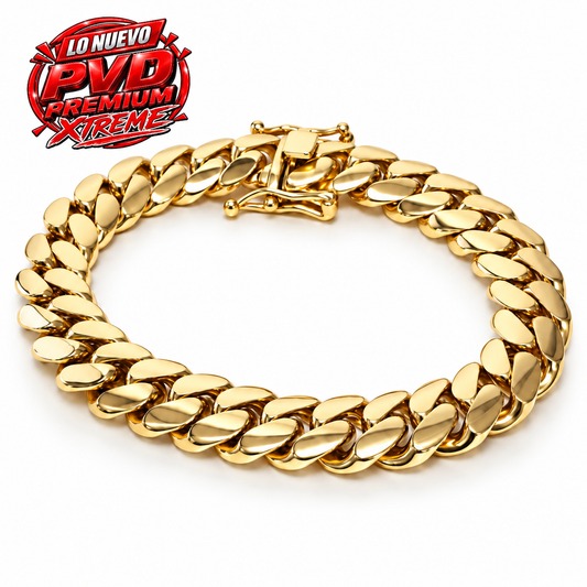 Brazalete Miami Cuban 12MM PVD Premium Xtreme Hechas a Mano (Eslabón Pegado)
