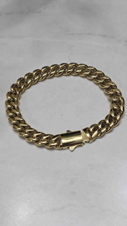 Set Cubana Stainless Steel PVD 10mm+Charm de Jesús                                             1 Año de Garantía+Color 14K Real