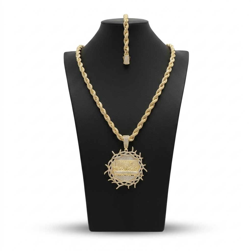 Set Ice Rope Chain + La última cena 8mm ( PVD)