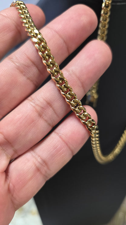 Cadena Miami Cuban 6mm  Brazalete Gratis. Uso diario                         ( 1 año de Garantía)
