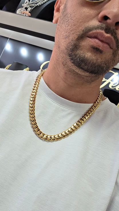 Lo Nuevo PVD Premium Xtreme Cubana Miami Cuban 12MM Hechas a Mano                   (Eslabón Pegado) Preventa
