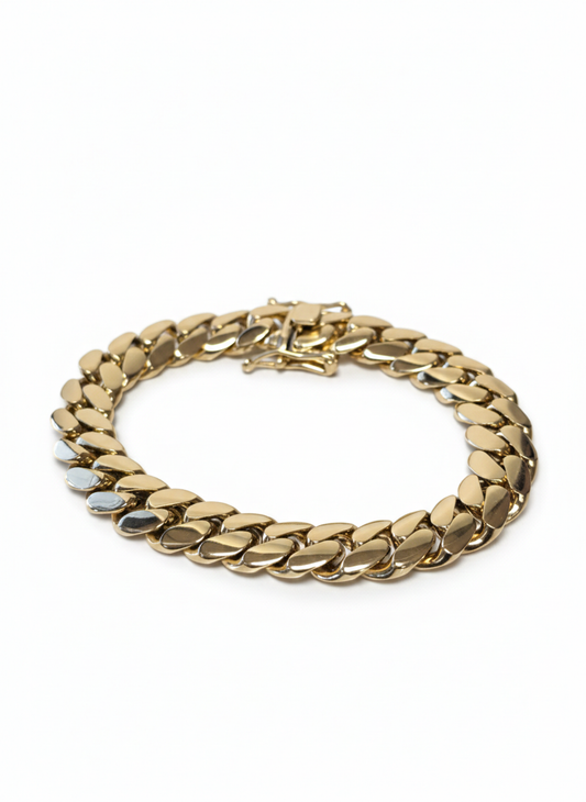 Brazalete Miami Cuban 12MM (PVD PREMIUM )Hechas a Mano  (Eslabón Pegado)