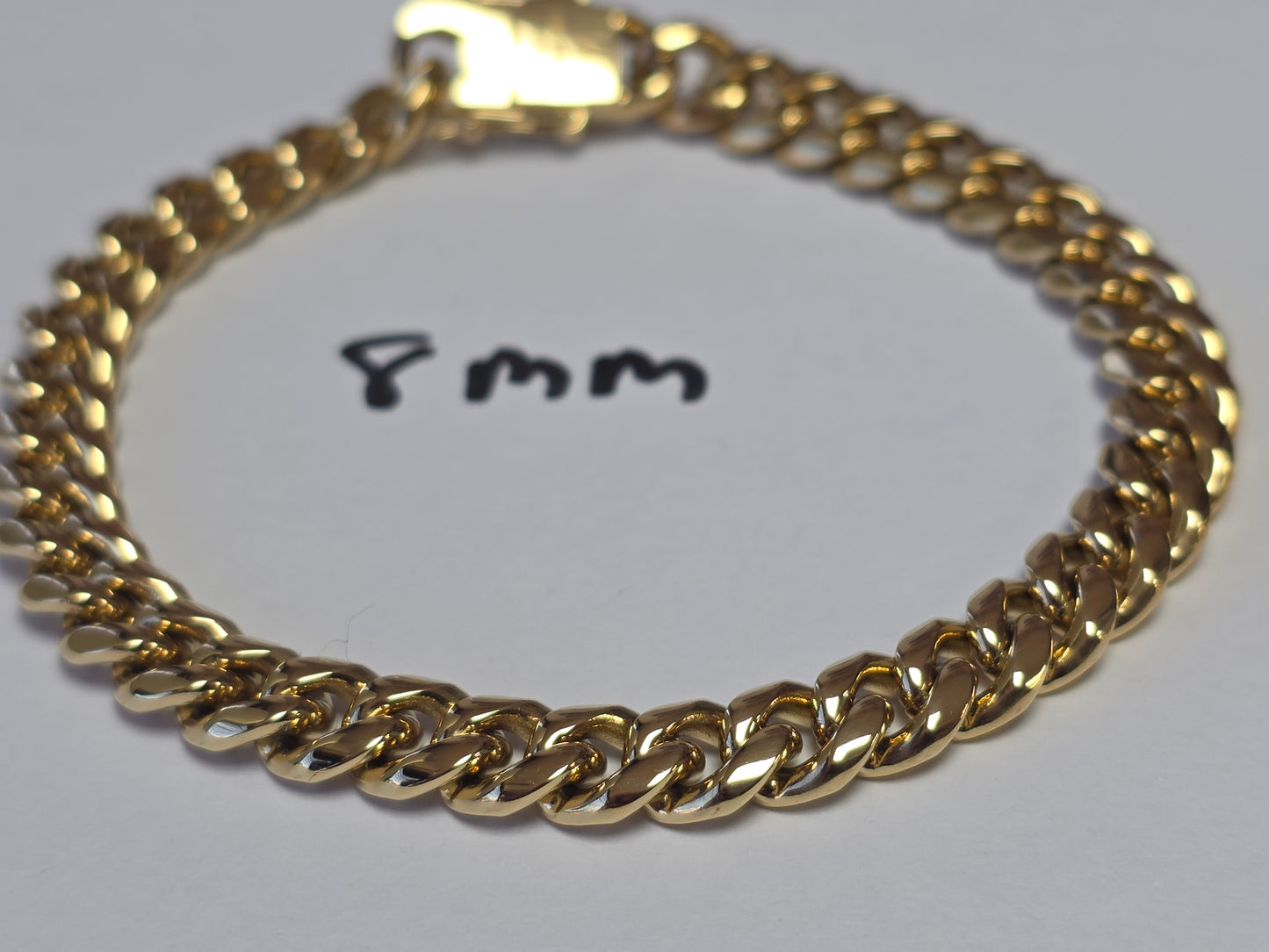 Brazalete Miami Cuban 8MM  PVD, 1 Año de Garantía