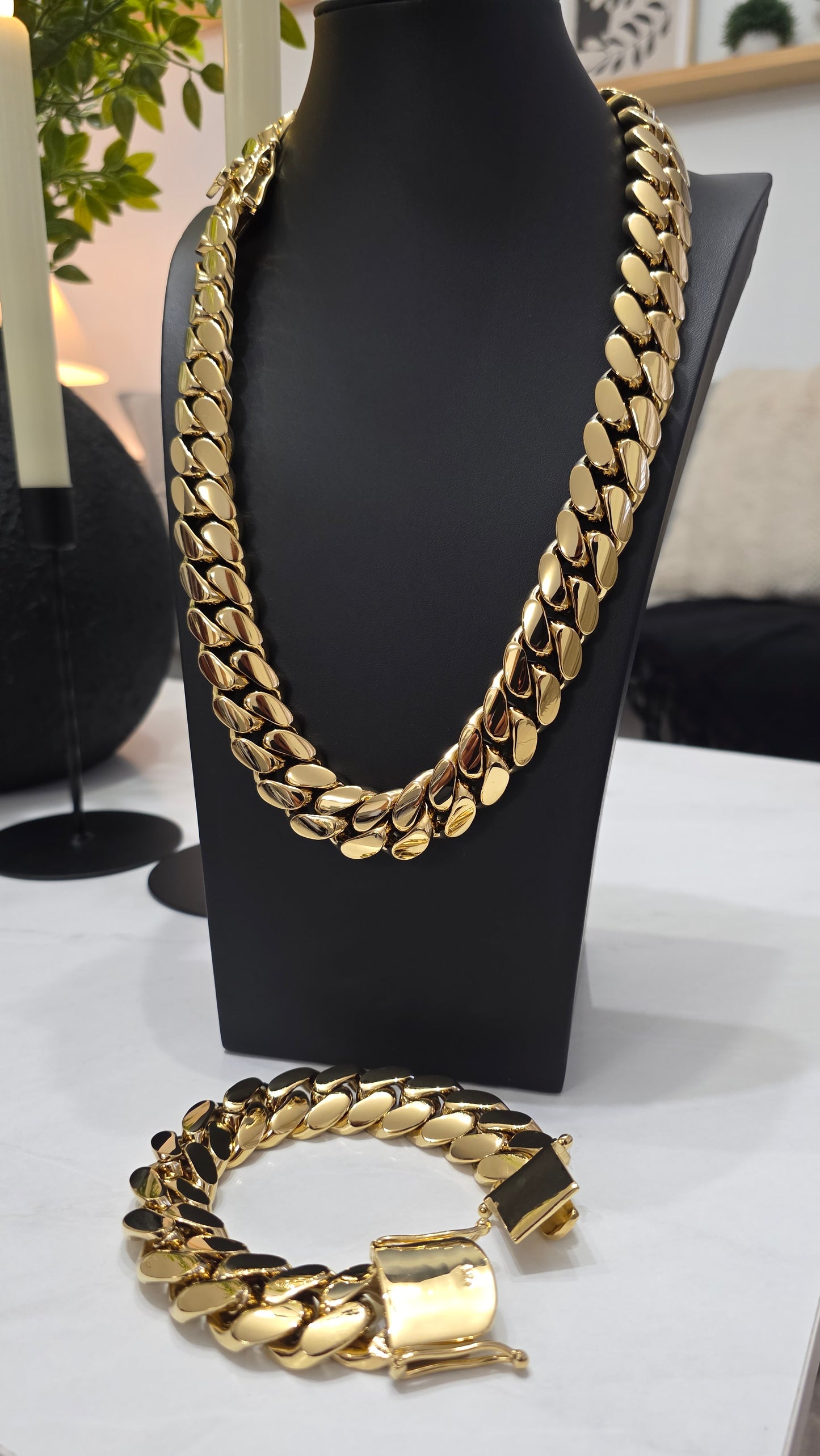 Miami Cuban 22MM (PVD PREMIUM )Hechas a Mano  (Eslabón Pegado)