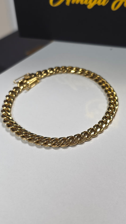 Brazalete Miami Cuban 6MM  Stainless Steel PVD, Color 14k Real 1 Año de Garantía