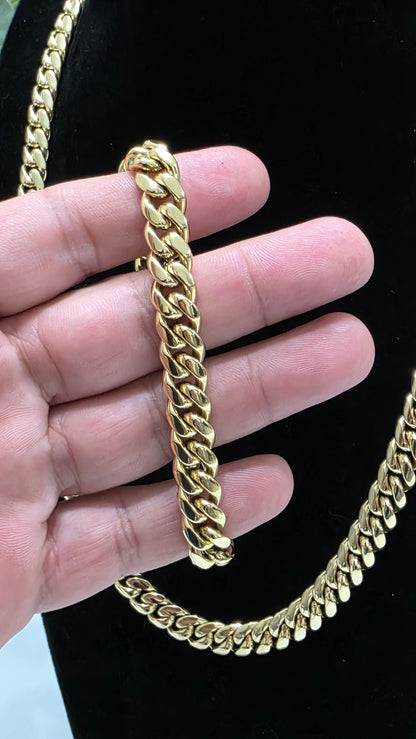 Set Cubana 10mm Stainless steel PVD con Brazalete Gratis,1 Año de Garantía