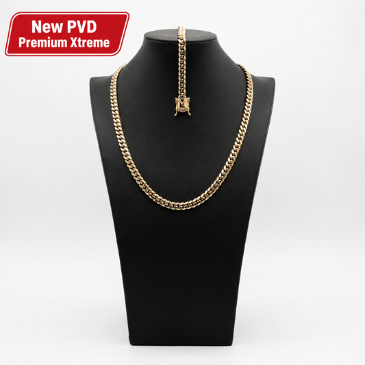 Lo Nuevo PVD Premium  Xtreme Cubana Miami Cuban 8MM Hechas a Mano                   (Eslabón Pegado)