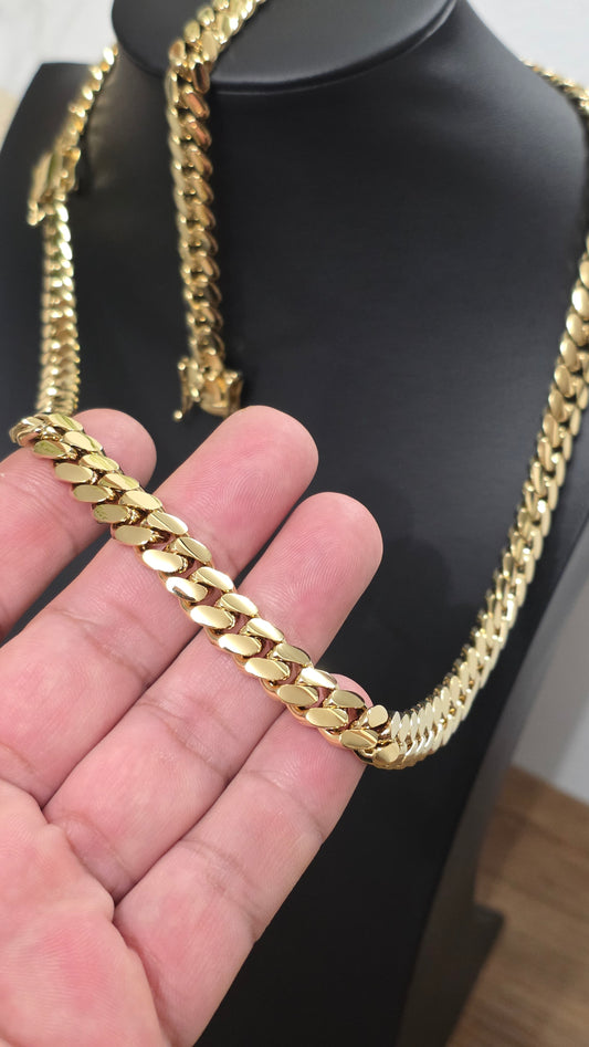 Lo Nuevo PVD Premium Xtreme Cubana Miami Cuban 10MM Hechas a Mano                   (Eslabón Pegado)