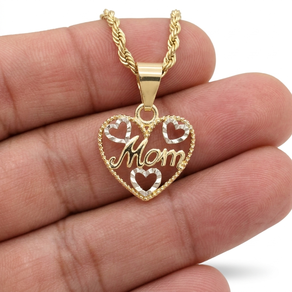 Soga 3mm PVD Stainless steel + Pendant de Corazón ( Mom )