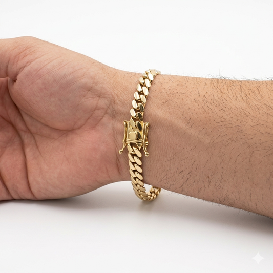 $30 de descuento Brazalete Miami Cuban 8MM. (PVD PREMIUM XTREME )Hechas a Mano (Eslabón Pegado)