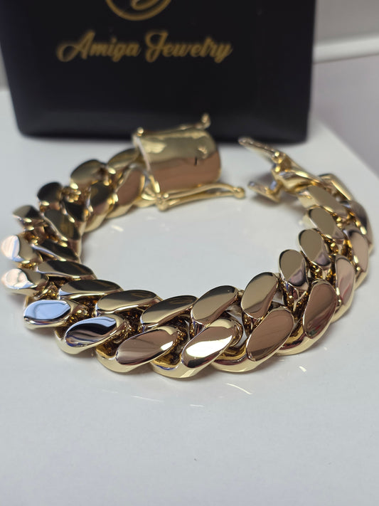 Brazalete Miami Cuban 20MM (PVD PREMIUM )Hechas a Mano  (Eslabón Pegado)