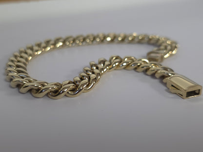 Brazalete Miami Cuban 8MM  Stainless Steel PVD, Color 14k Real 1 Año de Garantía