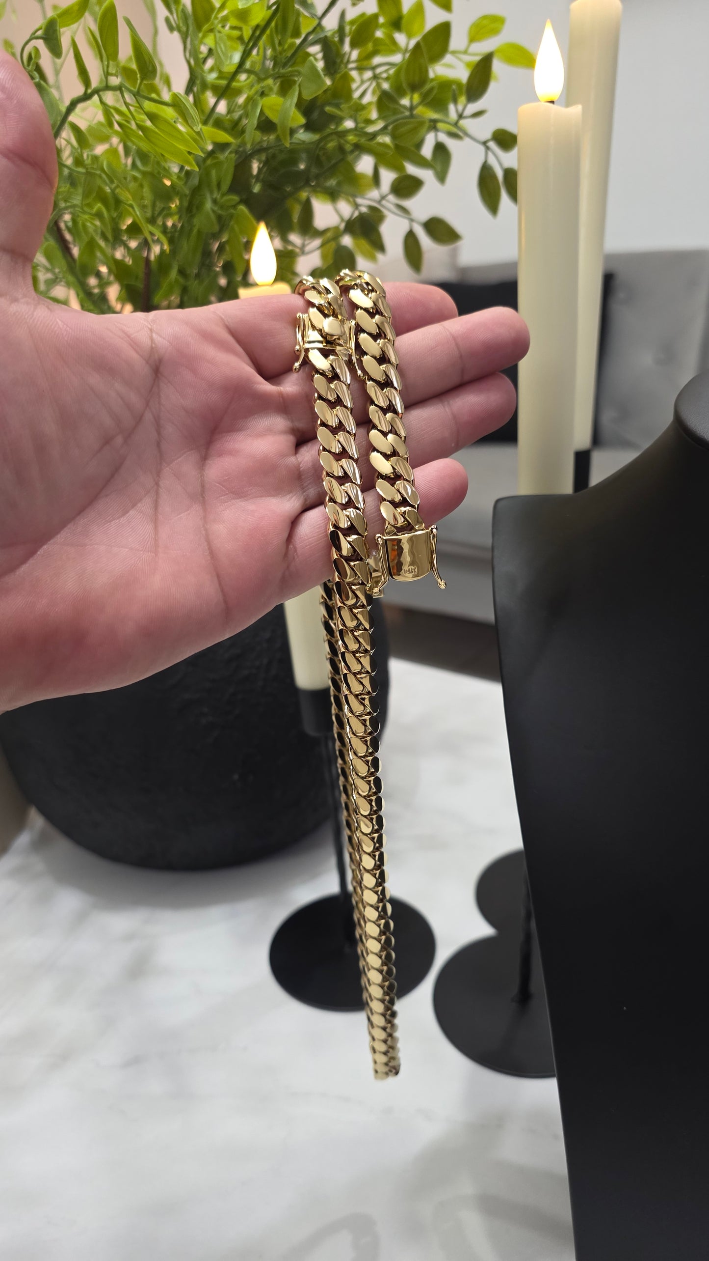 Cubana Miami Cuban 12MM (PVD PREMIUM )Hechas a Mano  (Eslabón Pegado)