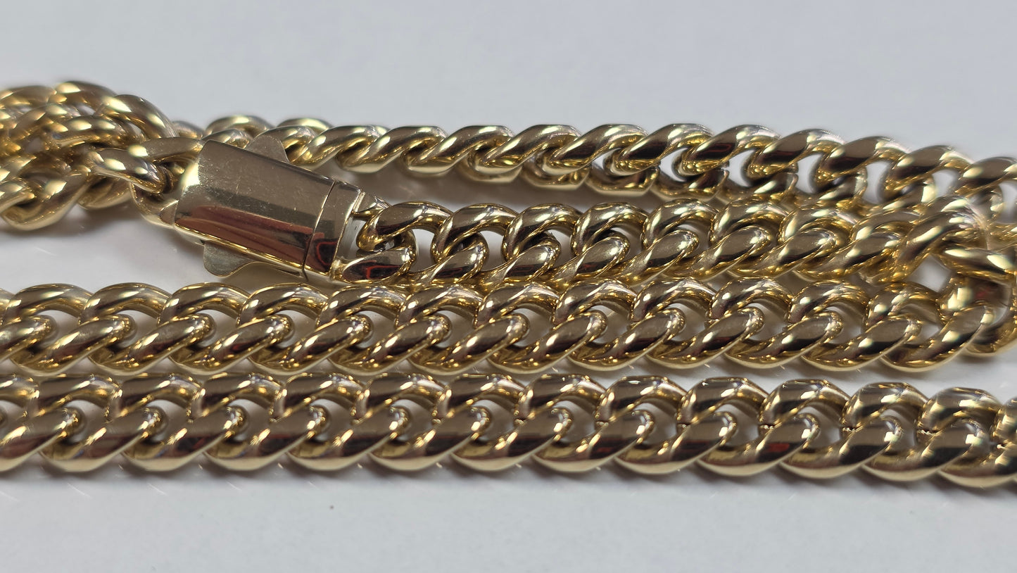 Cadena Miami Cuban 6mm + Brazalete Gratis. Color 14K Real                         ( 1 año de Garantía)