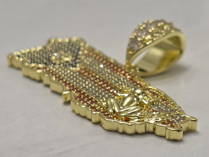 Bello Charm de Puerto Rico a Color con Cadena Stainless Steel PVD.       (1 Año de Garantía)