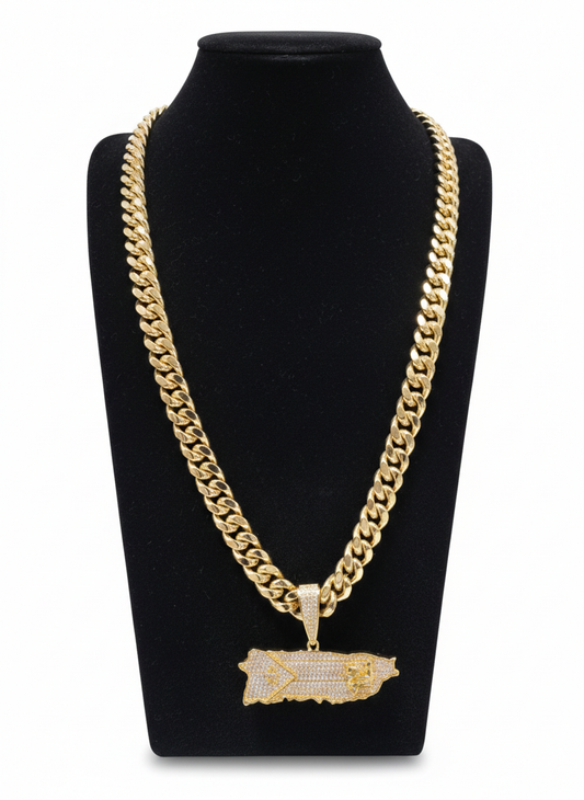 Cubana Stainless Steel PVD 12mm x 26" + Charm PR Grande                                   ( 1 Año de Garantía)