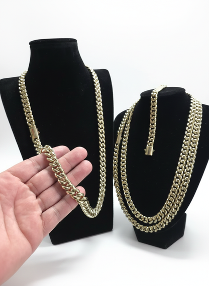 Set Cubana Stainless Steel PVD 12mm+Charm de La Última Cena                                              1 Año de Garantía+Color 14K Real