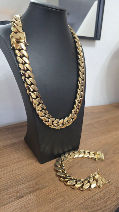 Miami Cuban 22MM (PVD PREMIUM )Hechas a Mano  (Eslabón Pegado)