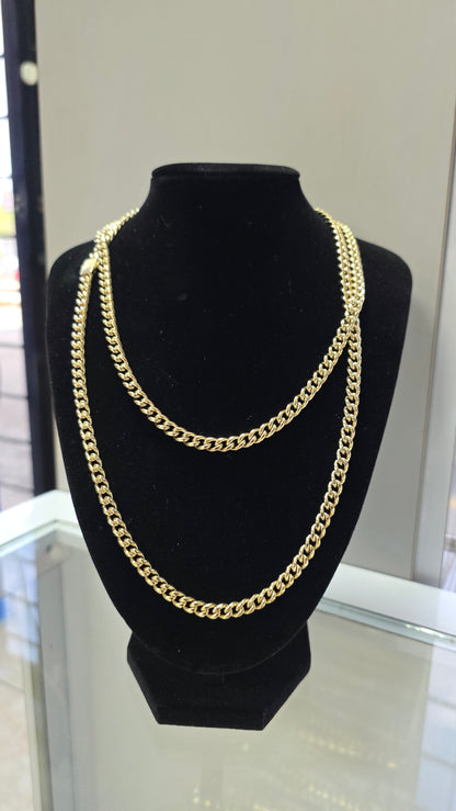 Cadena Miami Cuban 6mm + Brazalete Gratis. Color 14K Real                         ( 1 año de Garantía)