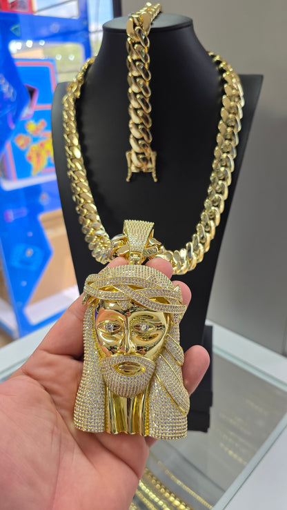 Set de 20mm + Charm Jesús  de 6"     Hechas a Mano PVD