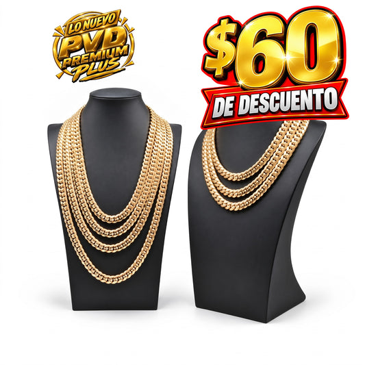 OFERTA DEL MES $60 Descuento             Set 10mm PVD Premium Plus      Hechas a Mano Eslabón Pegado      1 Año de Garantía