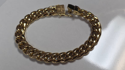 Brazalete Miami Cuban 10MM  Stainless Steel PVD, Color 14k Real 1 Año de Garantía