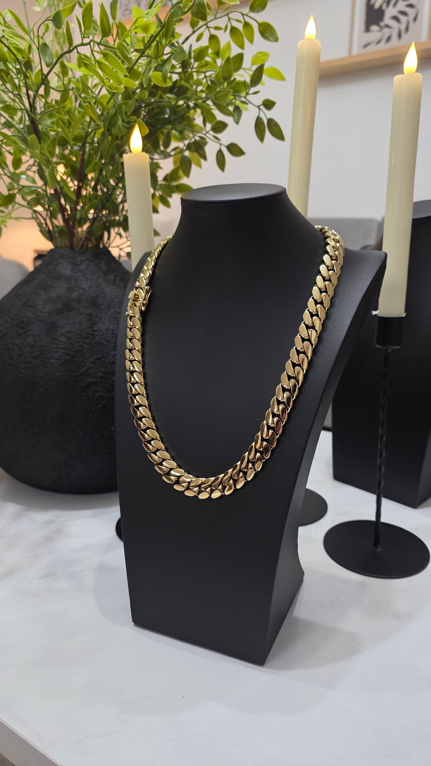 Miami Cuban 15MM                   PVD PREMIUM Hechas a Mano  (Eslabón Pegado)