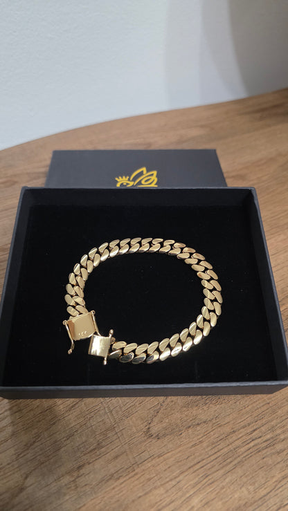 Brazalete Miami Cuban 10MM (PVD PREMIUM )Hechas a Mano  (Eslabón Pegado)