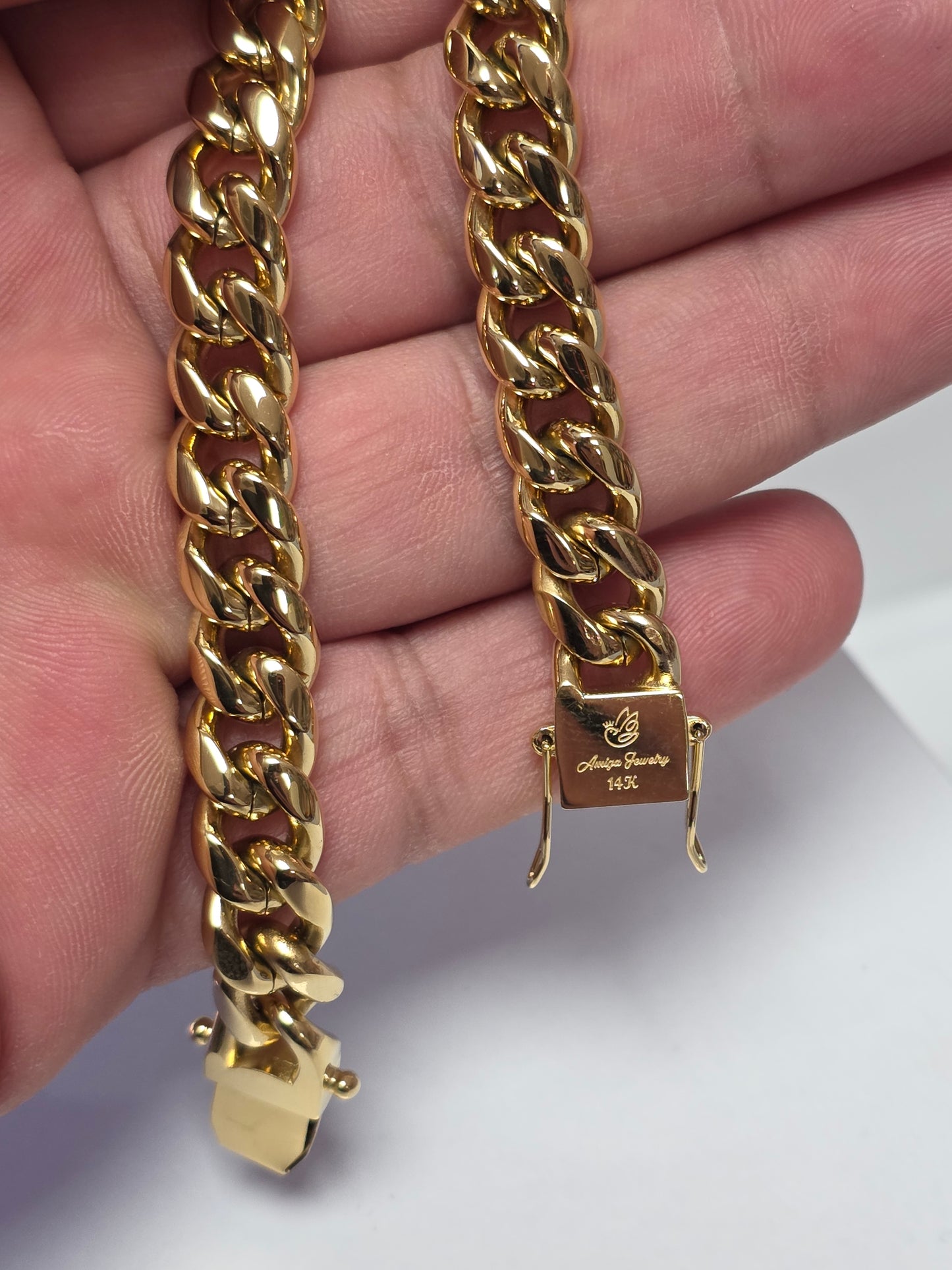 Brazalete Miami Cuban 10MM x 8.5" PVD, 1 Año de Garantía