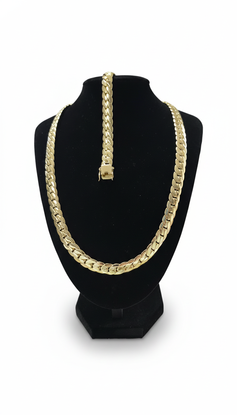 (Oferta de San Valentín)Set Miami Cuban y Brazalete 10mm(PVD) Hechas a Mano