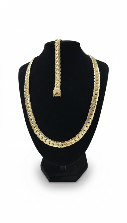 (Oferta de San Valentín)Set Miami Cuban y Brazalete 10mm(PVD) Hechas a Mano