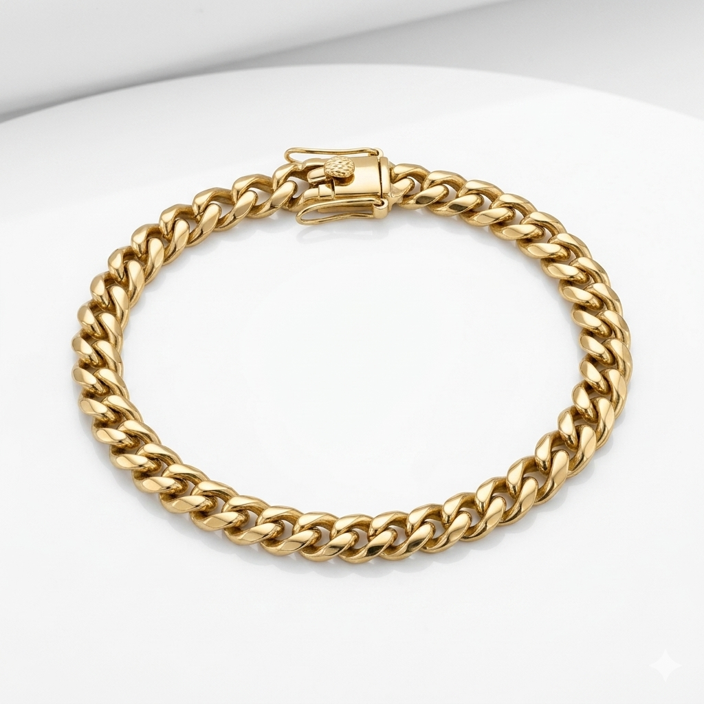 Brazalete Miami Cuban 6MM  Stainless Steel PVD, Color 14k Real 1 Año de Garantía