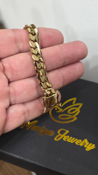 Brazalete Miami Cuban 10MM (PVD PREMIUM )Hechas a Mano  (Eslabón Pegado)