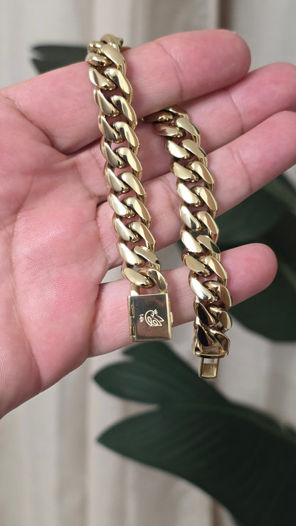Miami Cuban 12MM                     PVD PREMIUM Plus Hechas a Mano  (Eslabón Pegado)                               1 Año de Garantía