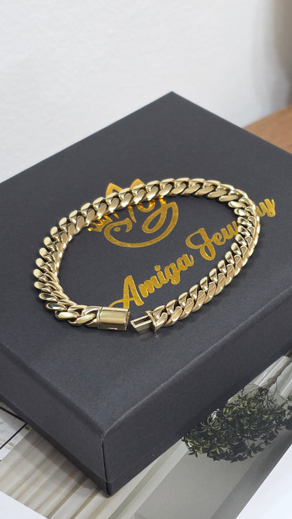 Miami Cuban 8MM                       PVD PREMIUM Plus Hechas a Mano  (Eslabón Pegado)                 1 Año de Garantía