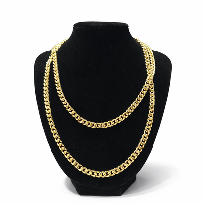 Cadena Miami Cuban 6mm + Brazalete Gratis. Color 14K Real                         ( 1 año de Garantía)