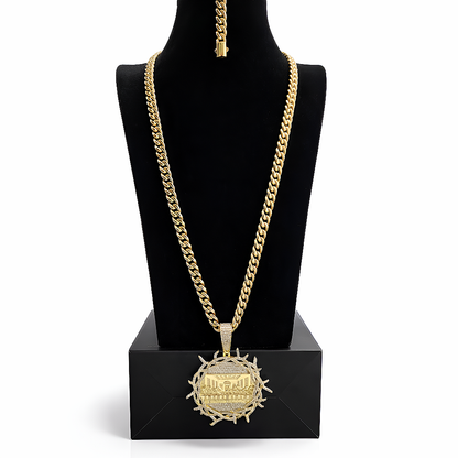 Set Cubana Stainless Steel PVD 8mm+Charm de La Última Cena                                              1 Año de Garantía+Color 14K Real